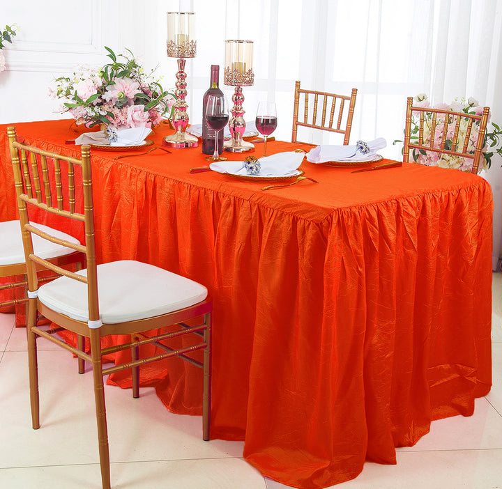 Ruffled Fitted Crushed Taffeta Tablecloth With Skirt