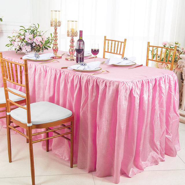 Ruffled Fitted Crushed Taffeta Tablecloth With Skirt