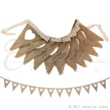 8Pcs Burlap Pennant Banner Hearts Small (Natural)