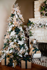 Burlap Faux Fur Edge Poinsettia Stem 20 Inch Rustic Christmas Decor