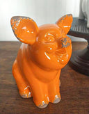 8.4" Ceramic Jolly Harvest Pig Colorful Home Decor Figurine with Cheerful Farmhouse Style Accent