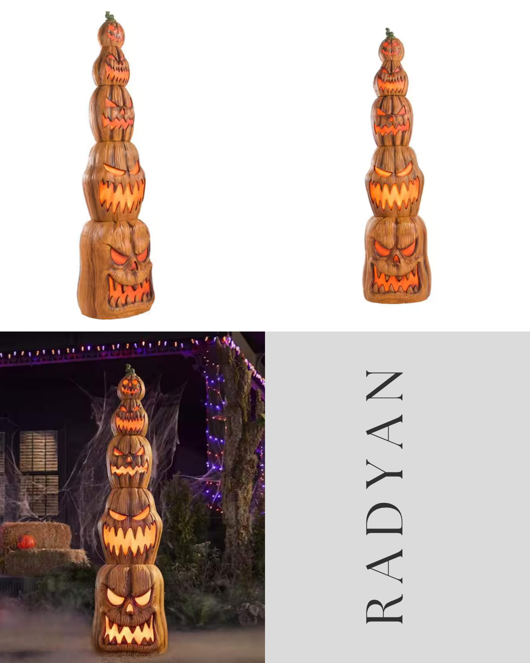 8.5 ft Halloween Classics Giant-Sized LED Jack-O-Lanterns Stack The Home Accents Holiday