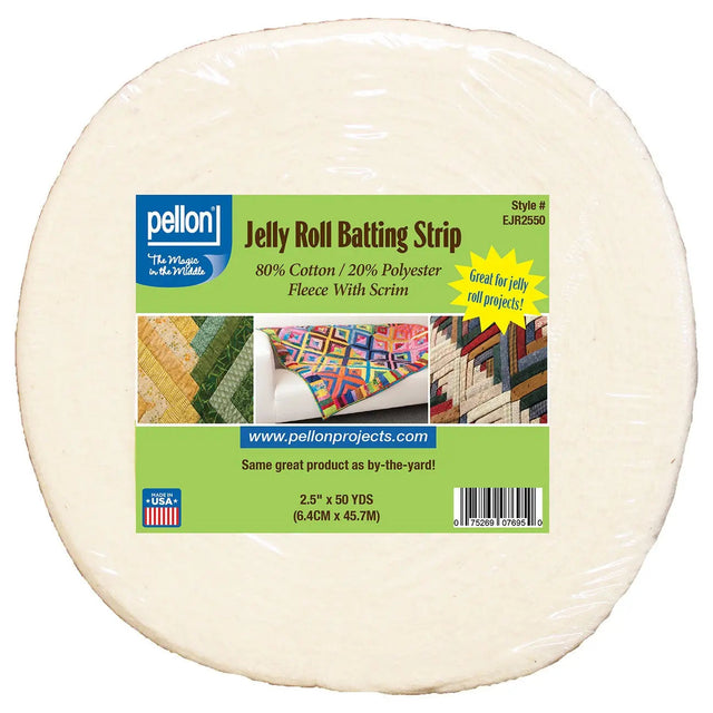 Cotton Polyester Batting With Scrim Jelly Roll Strip 2.5in x 50 yds
