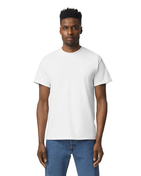 Gildan 8000 DryBlend Cotton Poly Fabric - White, Moisture-Wicking, Classic Fit (1 Piece)