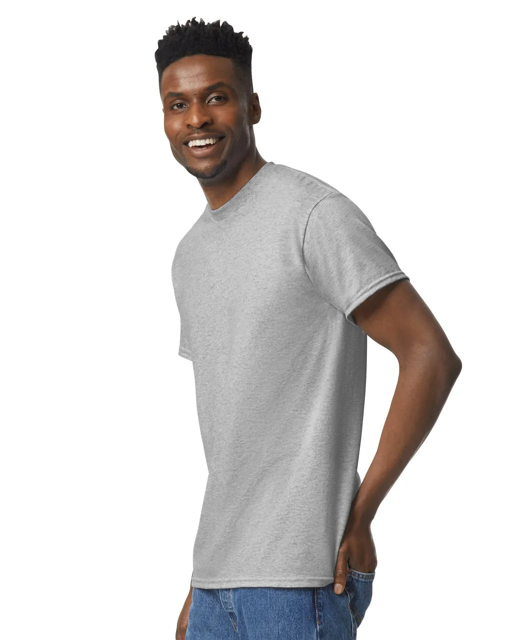 Gildan 8000 DryBlend Cotton Poly Fabric - Sport Grey, Moisture-Wicking, Classic Fit (1 Shirt)