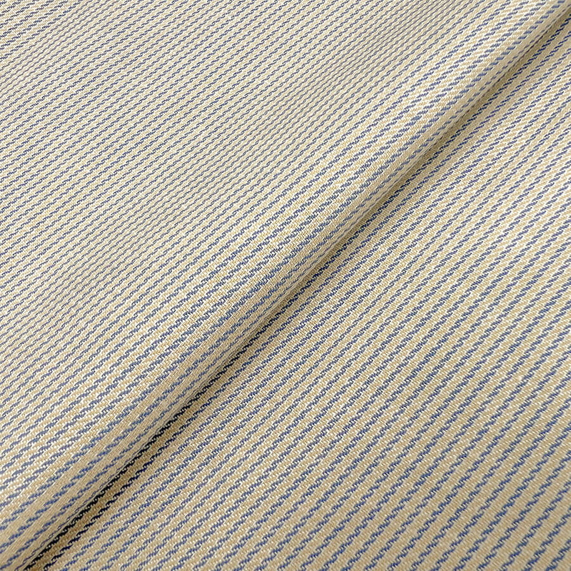 Blue Cream Stripe Cotton Fabric - 100 Percent Cotton, Blue/Cream Stripes, 58/60" Width