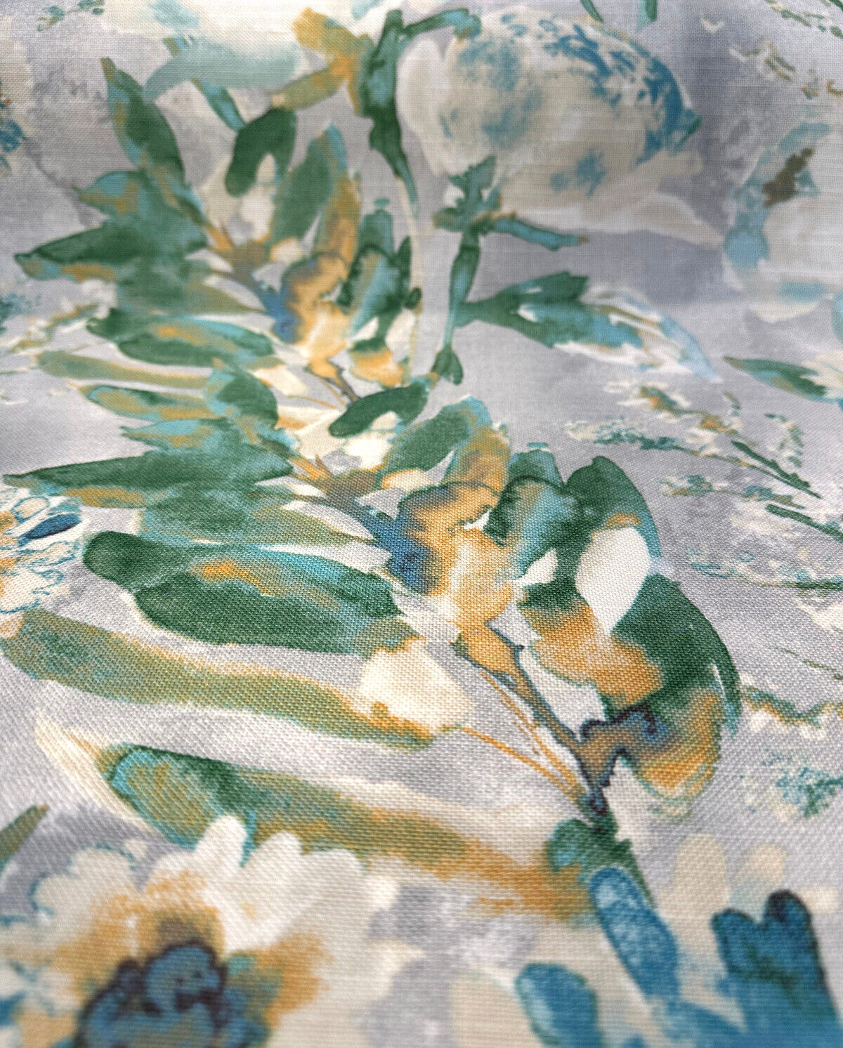 Kelly Ripa Home Seaglass Flower Mania Cotton Fabric - Floral Watercolor Print, Seaglass Multi, 54" Width (1 Yard)