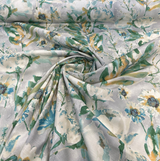 Kelly Ripa Home Seaglass Flower Mania Cotton Fabric - Floral Watercolor Print, Seaglass Multi, 54" Width (1 Yard)