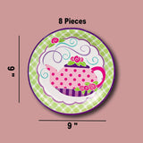 8 Count Green Gingham Tea Party Paper Dinner Plates 9" Disposable Plates for Birthday & Party Celebrations