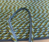 Light Blue With Olive Green Trim Rope With Gimp Polyester Fabric - Light Blue, Olive Green, Gimp Trim, 2 CM Width (1 Yard)