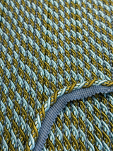 Light Blue With Olive Green Trim Rope With Gimp Polyester Fabric - Light Blue, Olive Green, Gimp Trim, 2 CM Width (1 Yard)