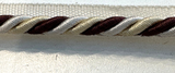 Mini Trim Rope With Gimp Polyester Fabric - Brown With Cream Beige, 1 CM Width (1 Yard)