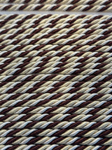 Mini Trim Rope With Gimp Polyester Fabric - Brown With Cream Beige, 1 CM Width (1 Yard)