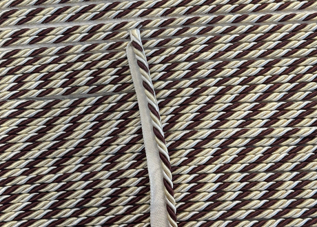 Mini Trim Rope With Gimp Polyester Fabric - Brown With Cream Beige, 1 CM Width (1 Yard)