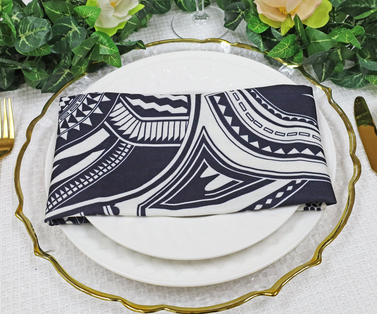 Faux Linen Dinner Napkins 20x20 Fractal