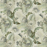 Harbor Island White Smoke Cotton Fabric - White Smoke Floral Botanical Tropical Leaves, 54" Width (1 Yard)