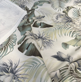 Harbor Island White Smoke Cotton Fabric - White Smoke Floral Botanical Tropical Leaves, 54" Width (1 Yard)
