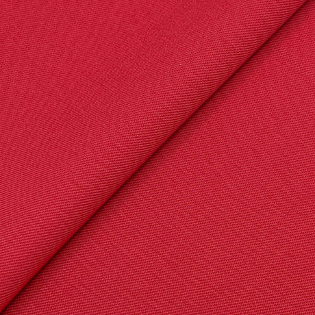 Machine Washable Red Gabardine Wool Blend Fabric - Red Solid, 58/60" Width