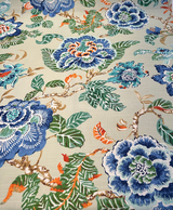 Summer Palace Cotton Fabric - Matcha Green Floral Bird Print, 54/55" Width, 27" Horizontal Repeat, 25.25" Vertical Repeat (1 Yard)