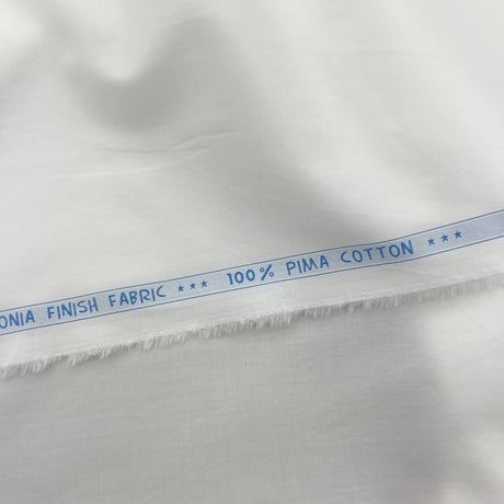 White Pima Cotton Shirting Fabric - White, 56" Width (1 Yard)