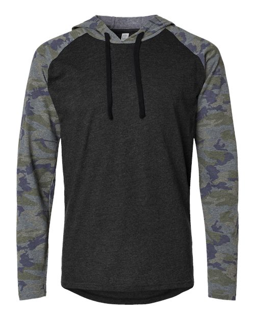 LAT Men's Fine Jersey Hooded Long Sleeve Raglan T-Shirt