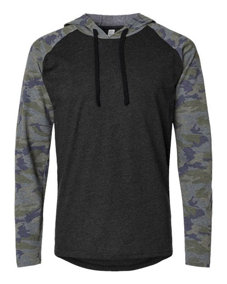 LAT Men's Fine Jersey Hooded Long Sleeve Raglan T-Shirt