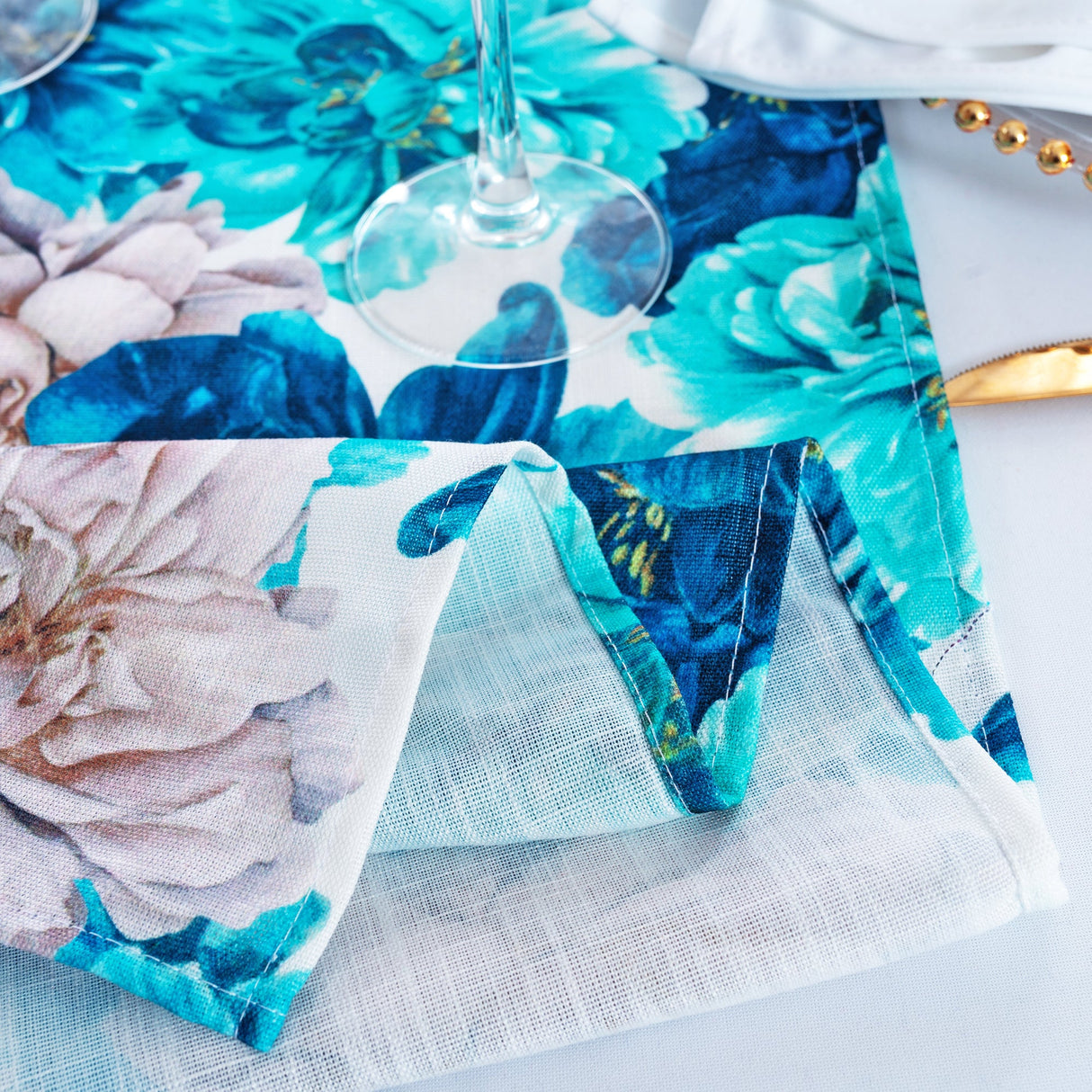 Faux Linen Table Runner 13x108 Peony