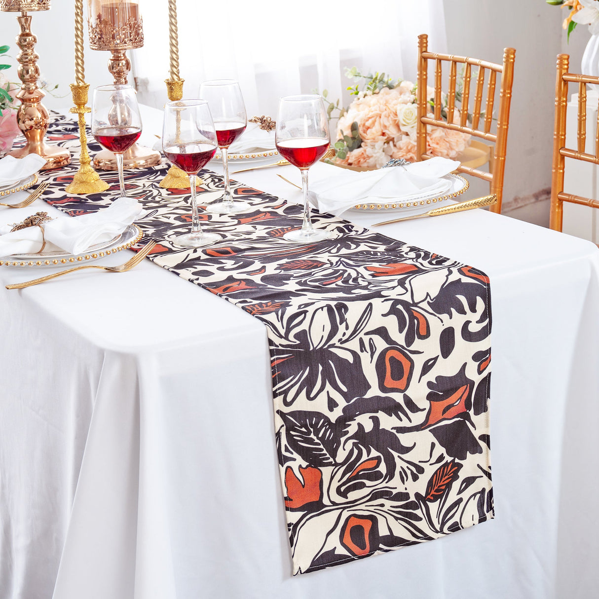 Faux Linen Table Runner 13x108 Burnt Sienna