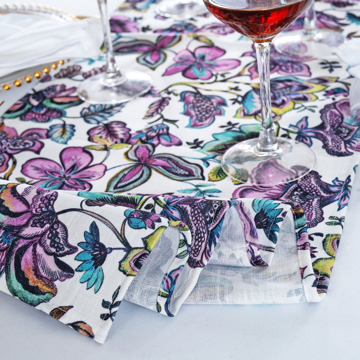 Faux Linen Table Runner 13x108 Italian Anemone