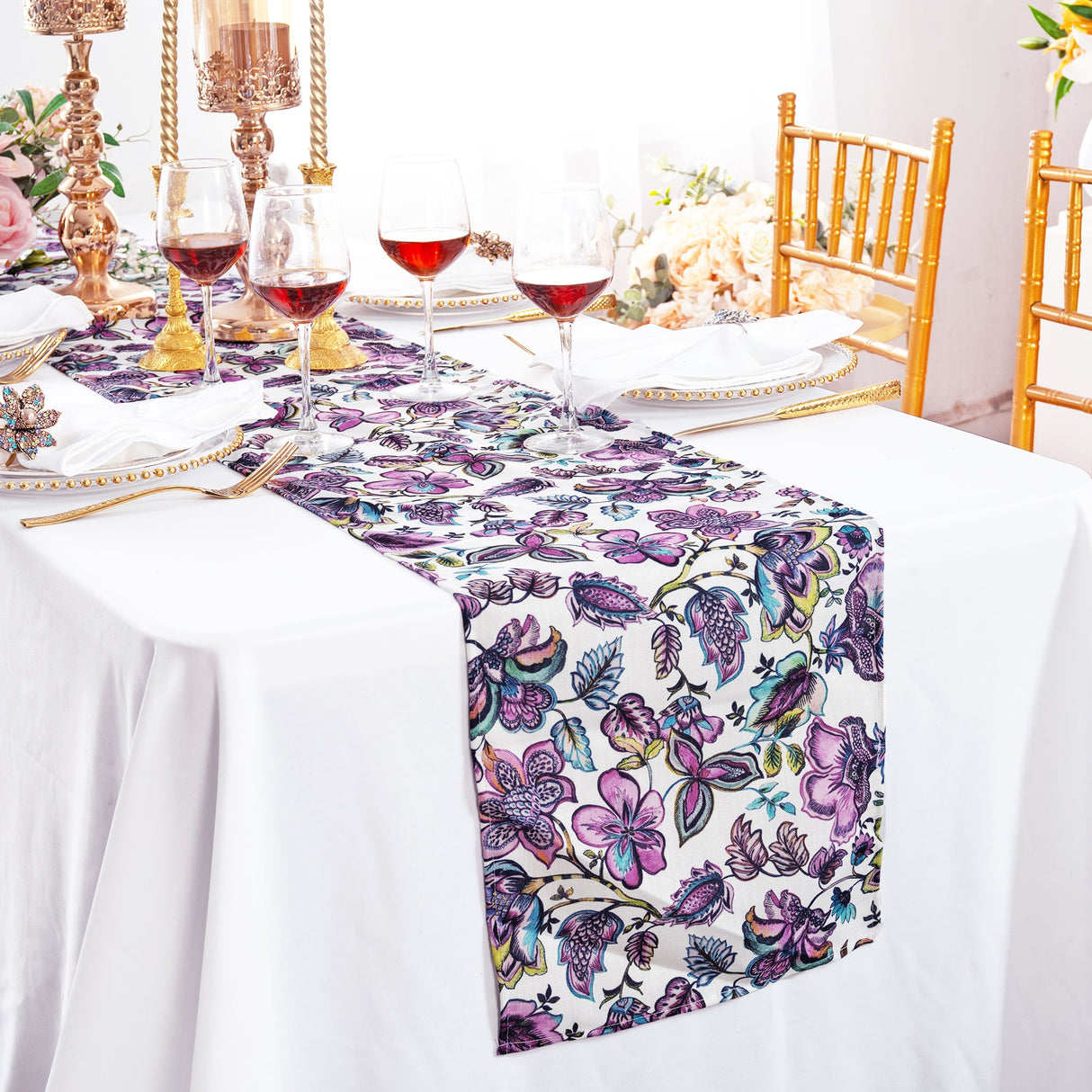 Faux Linen Table Runner 13x108 Italian Anemone