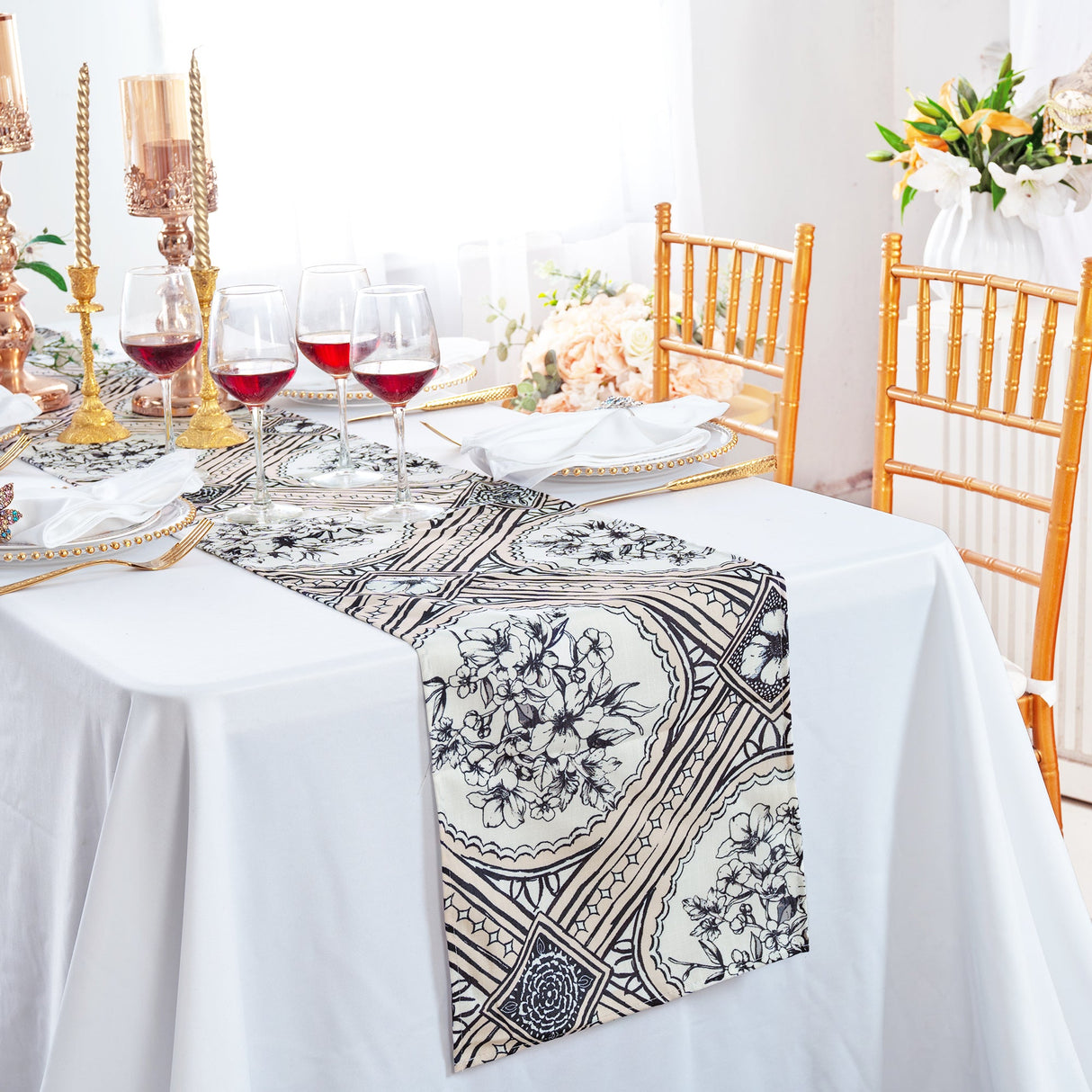Faux Linen Table Runner 13x108 Baroque