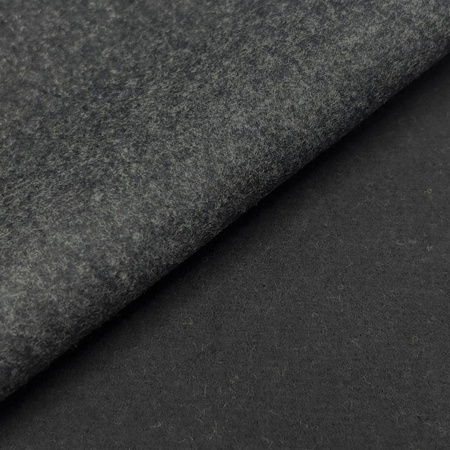 Black & Charcoal Doubleface Wool/Cashmere Fabric - Black/Charcoal, 58/60" Width