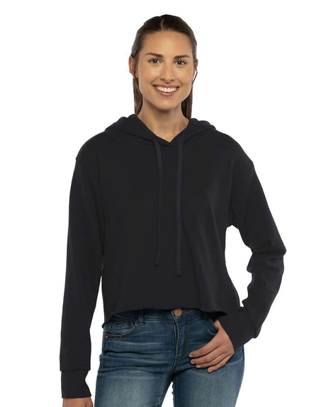 Next Level® Women's Laguna Sueded Raw Edge Crop Hoodie Sweatshirt