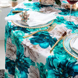 Round Faux Linen Tablecloth 120" Peony