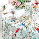 Round Faux Linen Tablecloth 132" Arboreal