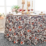 Round Faux Linen Tablecloth 132" Burnt Sienna