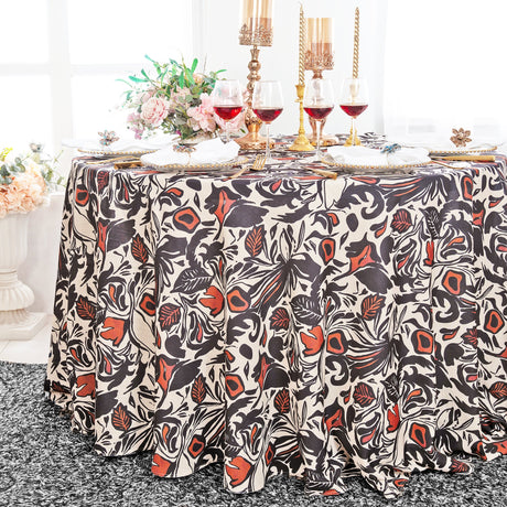 Round Faux Linen Tablecloth 120" Burnt Sienna