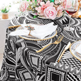 Round Faux Linen Tablecloth 132" Fractal