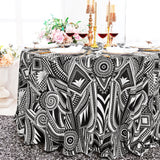 Round Faux Linen Tablecloth 120" Fractal