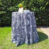 Round Faux Linen Tablecloth 120" Fractal