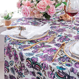 Round Faux Linen Tablecloth 132" Italian Anemone