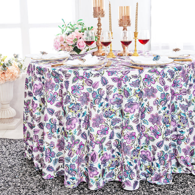 Round Faux Linen Tablecloth 120" Italian Anemone