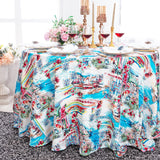 Round Faux Linen Tablecloth 132 Tuscany