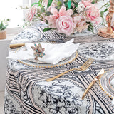 Round Faux Linen Tablecloth 120" Baroque