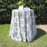 Round Faux Linen Tablecloth 120" Baroque