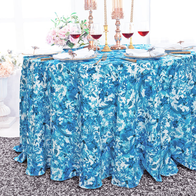 Round Faux Linen Tablecloth 132" Jacarina