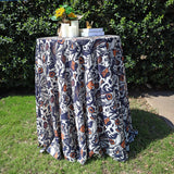 Round Faux Linen Tablecloth 120" Burnt Sienna