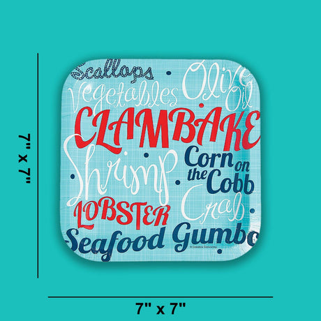 8 Ct. Clambake Square Paper Dessert Plates 7" x 7"