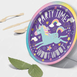 8 Ct Unicorn Birthday Party Dessert Plates 7" Round Pastel Rainbow Design