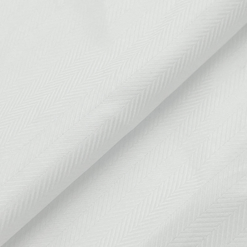 White Herringbone Cotton Shirting Fabric - White Herringbone, 60" Width (1 Yard)